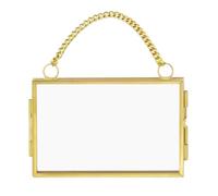 Générique Metal Photo Frame - Glass Artwork Display for Wall Hanging | Copper Body with Chain Design, Compact 2x3 Inch Size, Decorative Frame for Plant Specimen Pictures Living Room Office Home