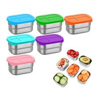 Générique Metal Snack Containers with Lids | 8 Oz Stainless Steel Containers with Lids | 6 Piece Storage Supplies for Kitchen Dining Home School Daycare Nursery Snack Salad Food