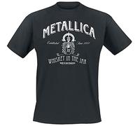 Générique Metallica Biker Unisexe T-Shirt Manches Courtes Noir 100% Coton Regular/Coupe Standard