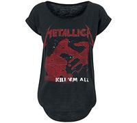 Générique Metallica Kill 'Em All Shattered Femme T-Shirt Manches Courtes Noir XXL 100% Coton Large