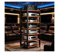 Générique Meuble Chaine HiFi, Support Audio Ouvert RéGlable, avec roulettes Et éTagèRes, Rack Audios Mobile, Avecs pour Home CinéMa(Teak)