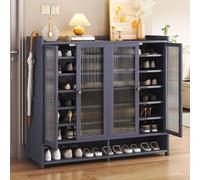 Générique Meuble de Rangement à Chaussures Armoire D'entrée étroite Buffet Haut en Rotin étagère à Chaussures en Bambou Grand Meuble à Chaussures Autoportant pour Entrée Couloir,G