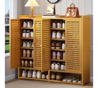 Générique Meuble de Rangement à Chaussures Armoire D'entrée étroite Buffet Haut en Rotin étagère à Chaussures en Bambou Grand Meuble à Chaussures Autoportant pour Entrée Couloir,H