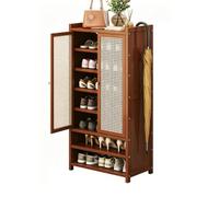 Générique Meuble de Rangement à Chaussures Armoire D'entrée Étroite Buffet Haut en Rotin Étagère à Chaussures en Bambou Grand Meuble à Chaussures Autoportant pour Entrée Couloir