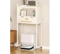 Générique Meuble de Rangement pour aspirateur Robot Mobile avec Portes en Acrylique, Support et Table d'appoint avec roulettes à 360° pour Toutes Les pièces (Blanc)