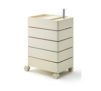 Générique Meuble de Rangement Rotatif à 360°, Chariot de Rangement Utilitaire à 4/5/7 Niveaux avec tiroirs coulissants, Table Basse for Salon, Chambre à Coucher, canapé(Beige,42x32x72cm)