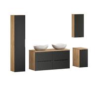 Générique Meuble de Salle de Bain 120 cm avec Plan de Travail, 2 Vasques Cloud et Armoire Haute - Élégance et Espace Optimisé