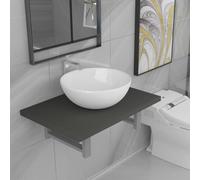 Générique Meuble de Salle de Bain en Deux pièces Céramique Gris,Meubles,Ensembles de Meubles,Ensembles de mobilier pour salles de Bains,Gris,13.05 KG,279332