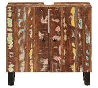 Générique Meuble d'évier 62x33x58 cm Bois de récupération et d'ingénierie | Deux compartiments, pieds en fer, fixation murale fournie, lavabo non inclus, teck, manguier, pin, hêtre, pièce unique