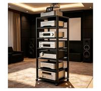 Générique Meuble HiFi à 7 Niveaux, Rack Audio Mobile, Hauteur RéGlable, éTagèRe pour Console De Tourne-Disque, pour Salon Bureau(Noir)