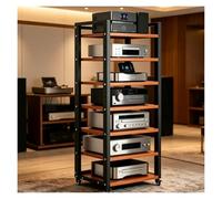 Générique Meuble HiFi à 7 Niveaux, Rack Audio Mobile, Hauteur RéGlable, éTagèRe pour Console De Tourne-Disque, pour Salon Bureau(Teak)