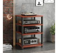 Générique Meuble multimédia Audio-vidéo Multifonctionnel, Support TV Gaming à 3 Niveaux et étagère stéréo, Centre de Divertissement Compact pour Salon, Table pour Platine Vinyle (Marron, 88 cm)