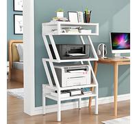 Générique Meuble multimédia AV à 4 Niveaux - Étagère Audio à Rangement Ouvert, Meuble stéréo Multifonction pour TV, imprimante et chaîne stéréo - Tour Audio sur Pied (Blanc, 60 x 40 x 117,5 cm)