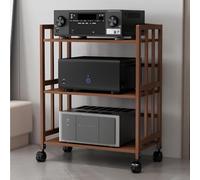 Générique Meuble multimédia AV Marron - Étagère d'angle Audio-visuelle, Tour Console stéréo pour Platine Vinyle et Console de Jeux, Rack Audio Durable, Rangement élégant pour Home cinéma (3 étagères)