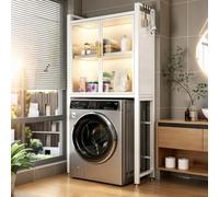 Générique Meuble Rangement Buanderie, Étagère Machine À Laver, avec Portes | Buanderie, Rangement Machine À Laver Avec Portes Et Étagères Réglables