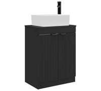 Générique Meuble Salle De Bain avec Évier Noir 54 X 35 X 83 Cm | Bois D'ingénierie, Poignées Encastrées, Portes 90°, Étagères Fonctionnelles, Drainage Rapide