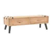 Générique Meuble TV Bois De Sapin Massif 120x33x35 cm | Style Retro Rustique, 2 Tiroirs Rangement, Buffet Bas Vintage, Facile Assemblage