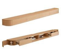 Générique Meuble TV Mural Flottant avec éclairage d'ambiance, Hauteur réglable, Robuste et Moderne, avec tiroirs et Portes (Couleur Bois, 240 x 20 x 30 cm)