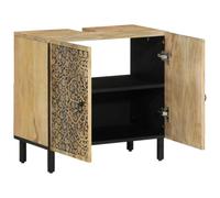 Générique Meuble Vasque Bois Massif Manguier Retro | Motifs floraux sculptes main, Pieds en fer robustes, Grand espace rangement, Fixation murale incluse
