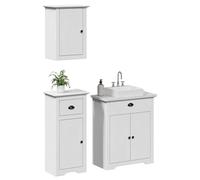 Générique Meubles de Salle de Bain 3 pcs BODO Blanc Bois de pin Massif,Ensembles de mobilier pour salles de Bains,36.4KG-3307647