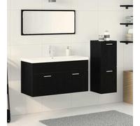 Générique Meubles de Salle de Bain 4 pièces en chêne Noir Bois d'ingénierie,Ensembles de mobilier pour salles de Bains,55.5KG-3334370