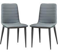 Générique Micro Fiber Leather Kitchen Dining Chairs Set of 2 Bedroom Marriage Room Balcony Sofa Chair Steel Metal Legs(Gray)