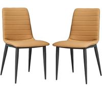 Générique Micro Fiber Leather Kitchen Dining Chairs Set of 2 Bedroom Marriage Room Balcony Sofa Chair Steel Metal Legs(Yellow)