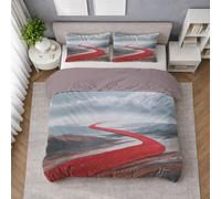 Générique Microfibre Housse de Couette Rouge Riche, Parure de Lit Linge de Lit avec Paysage, Piste Neige Mont, Zip caché, Respirante, Douce, 260 X 240 cm, Entretien Facile, Confortable