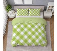 Générique Microfibre Housse de Couette Vert Sauge, Parure de Lit Linge de Lit avec Carreaux, Losange Carreaux Vert, Zip caché, Respirante, Douce, 260 X 240 cm, Entretien Facile, Confortable