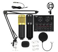 Générique Microphone à condensateur - Équipement de Studio d'enregistrement Polyvalent | Ensemble de Microphones BM800 | cardioïde, Carte Son Incluse, Pied de, Filtre Anti-, kit d'enregistrement