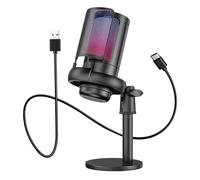 Générique Microphone de Diffusion USB End avec Configuration LED Personnalisable, Fonctionne avec Les Ordinateurs et Les Consoles de Jeux, USB à Suppression de Bruit