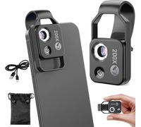 Générique Microscope pour Téléphone Portable, Zoom 200x, Prise De Vue Macro Haute Définition, Appareil Photo De Poche Portable, Compatible avec Les Smartphones (Grey)