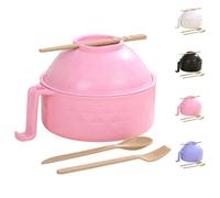 Générique Microwave Safe Ramen Bowl Set, Ramen Cooker Ramen Bowl Set, Chopsticks & Built-In Strainer, Portable Instant Noodle Cooker for Office, Dorm, Travel, and Camping Meals (Pink)