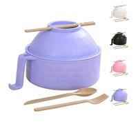 Générique Microwave Safe Ramen Bowl Set, Ramen Cooker Ramen Bowl Set, Chopsticks & Built-In Strainer, Portable Instant Noodle Cooker for Office, Dorm, Travel, and Camping Meals (Blue)
