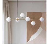 Générique Milieu du siècle moderne 6 lumières plafond pendentif éclairage Spoutnik or blanc opale boule bulle lustre lumière avec globes en verre lampe suspendue,lustre