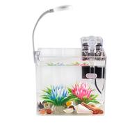 Générique Mini Aquarium,with Clip Lights Non-Slip Kit | Small Fish Tank Kit Betta Accessories,for Home Bedroom Living Room Apartment Beginner Adults Kids Fishkeeping Viewing