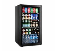 Générique Mini Armoire à Boissons 72 L - Vitrine Réfrigérée Noire - 0 à +10°C - Porte Vitrée - 85 Canettes - LED - Avec Serrure