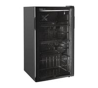 Générique Mini Armoire à Boissons 72L - Arrière Bar Réfrigéré 1 Porte Vitrée - Température 2-10°C - Compacte et Éclairage Intégré - 3 Grilles Réglables