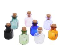 Générique Mini Bouteilles en Verre Carrées pour Stockage de Messages et Souvenirs de Voyage Lot de 8 avec Bouchons en Bois pour Loisirs Créatifs et Décorations Uniques