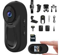 Générique Mini Camera 360 Degrés 4K Magnétique 64G - Caméra Corporelle 1080P 120° Grand Angle avec Clip 360° - Camera Vlog pour Vélo, Moto et Enregistrement POV