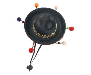 Générique Mini Casquette Mexique en Tissu Noir Légère et Créative avec Pompon, pour Concerts et Fêtes Masquées Carnaval