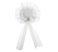 Générique Mini Chapeau Haut de Forme Lolita Blanc en Dentelle Pince, Accessoire Cheveux pour Cérémonie et Fête Femme
