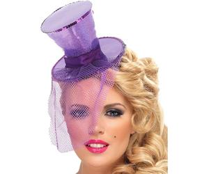 Generique - Mini Chapeau Haut de Forme Violet Femme