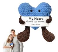 Générique Mini Cœur en Tricot - Laine 6,5x9,5 Cm | Mascotte Câlin De Poche Faite Main | Cadeau Artisanal Crocheté pour Soutien Émotionnel, Saint-Valentin, Déco Maison, Et Êtres Chers