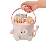 Générique Mini Desk Trash Can - Cute Countertop Bin for Vanity | ABS Resin with Swing Lid Design, Portable Handle Organizer, Small Garbage Holder for Office Bathroom Bedroom Storage