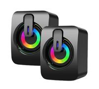 Générique Mini Enceinte Filaire - Haut-Parleurs PC RGB | Alimentation USB Stéréo Alternative Barre | 2.0 Canaux, Brancher Utiliser, pour Ordinateur Portable Écran Téléviseur Bureau Maison, Noir
