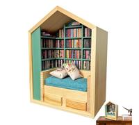 Générique Mini Étagère - Petite Étagère Décorative, Soulagement du Stress | Mini Bibliothèque Faite À La Main avec 200 Minuscules Livres, Ornement De Bureau Parfait pour Les Détente des Adultes E