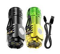 Générique Mini Flashlight - Rechargeable Bright LED Light, Waterproof Compact Torch, Clip Magnetic Base Device For Camping Hiking Running Survival Outdoor Night Fishing Work Repair Travel Home Use