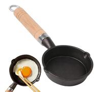 Générique Mini Fry Pan | Non-Stick Deepened Mini Skillet With Wooden Handle, Anti-Scalding Cast Iron Small Egg For Stew Soup Dumplings Noodles