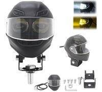 Générique Mini Helmet Fog Light, 2025 Helmet-Style Motorcycle Fog Light, Waterproof White Yellow Dual Color Auxiliary Driving LED, with Mounting Accessories, for Night Riding (Aluminum alloy,1Pcs)